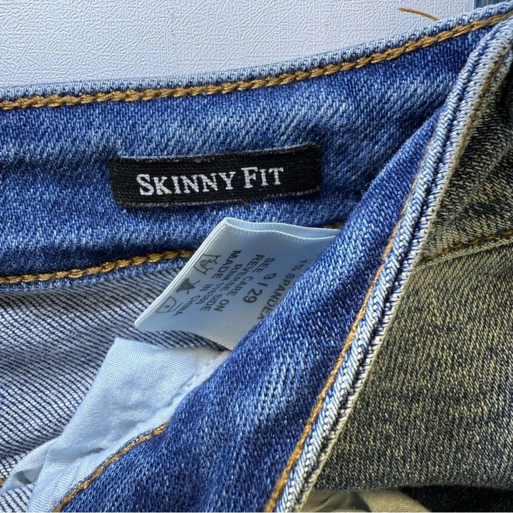 Judy Blue Gingham Distressed Skinny Jeans Raw Hem size 9/29‎ style #JB8832